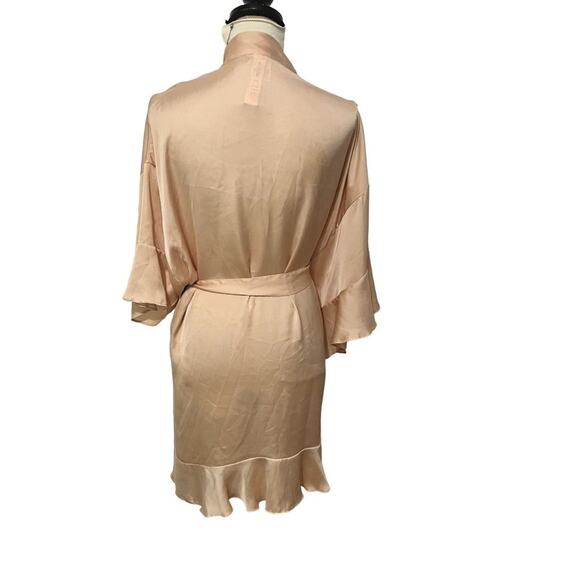 Victoria's Secret Georgette Flounce Robe Sequin Bow Champagne M/L - Picture 12 of 13